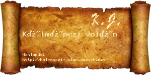 Kálmánczi Jolán névjegykártya